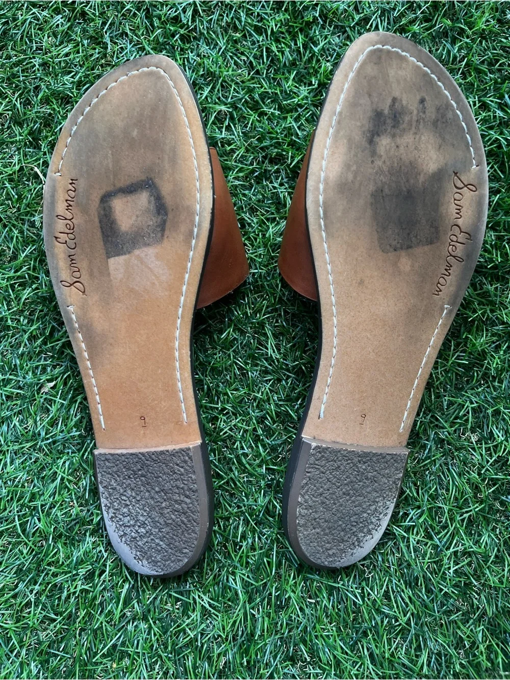 Sam Edelman Tan Leather Slide Sandals - Picture 5 of 8